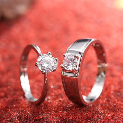 SATINE six-claw moissanite diamond simulation ring for women, couple ring design