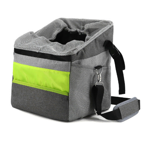Pet bag bicycle basket in black, designed for carrying small pets on bike rides