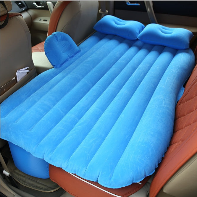 Car inflatable bed with cushioned surface for comfortable sleeping inside a vehicle