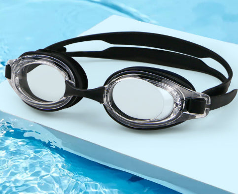 HD waterproof non-fogging swimming glasses, myopia goggles with clear lenses and adjustable strap