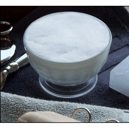 Martin de Candre Le Cannele shaving soap in La Rochere jar, 130g, by Pasteur Pharmacy, with a textured soap surface and elegant packaging.