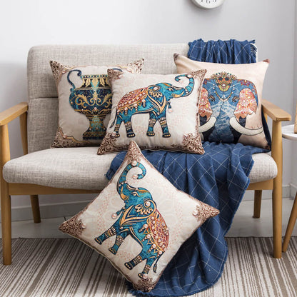 Elephant pillow cushion cover featuring an elephant design in soft fabric