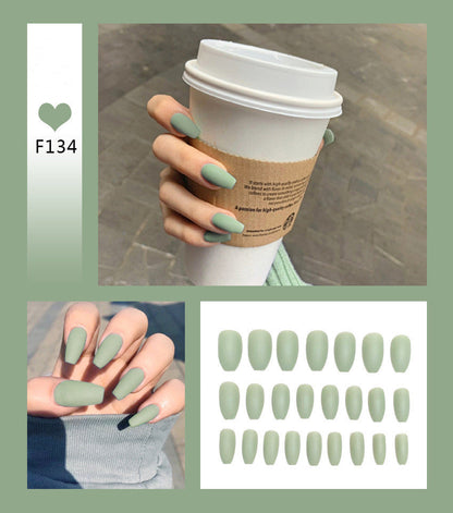 Ballet nail art scrub fake nails displayed in a set, featuring a clean, decorative design