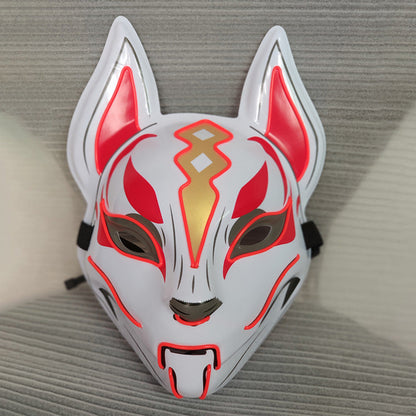 Glowing Demon Slayer cat face mask for women with cold light fox design for masquerade cosplay and Halloween decor