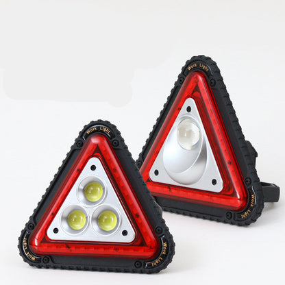 Triangular red warning light, front view