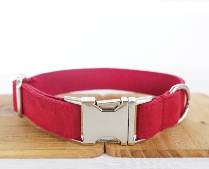 Pet traction collar dog collar in black nylon with adjustable buckle and D-ring for leash attachment