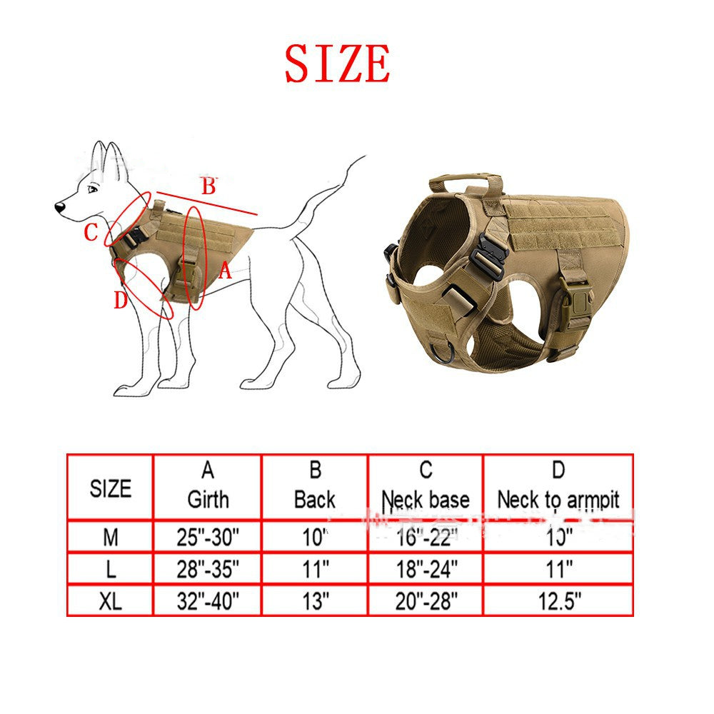 Nylon Strong Pet tactical portable vest for dogs, adjustable black harness with secure straps
