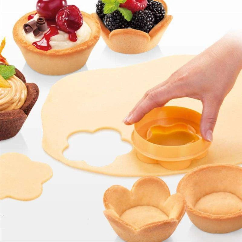 Flower and round crust mold pastry cup maker for shaping decorative pastry shells