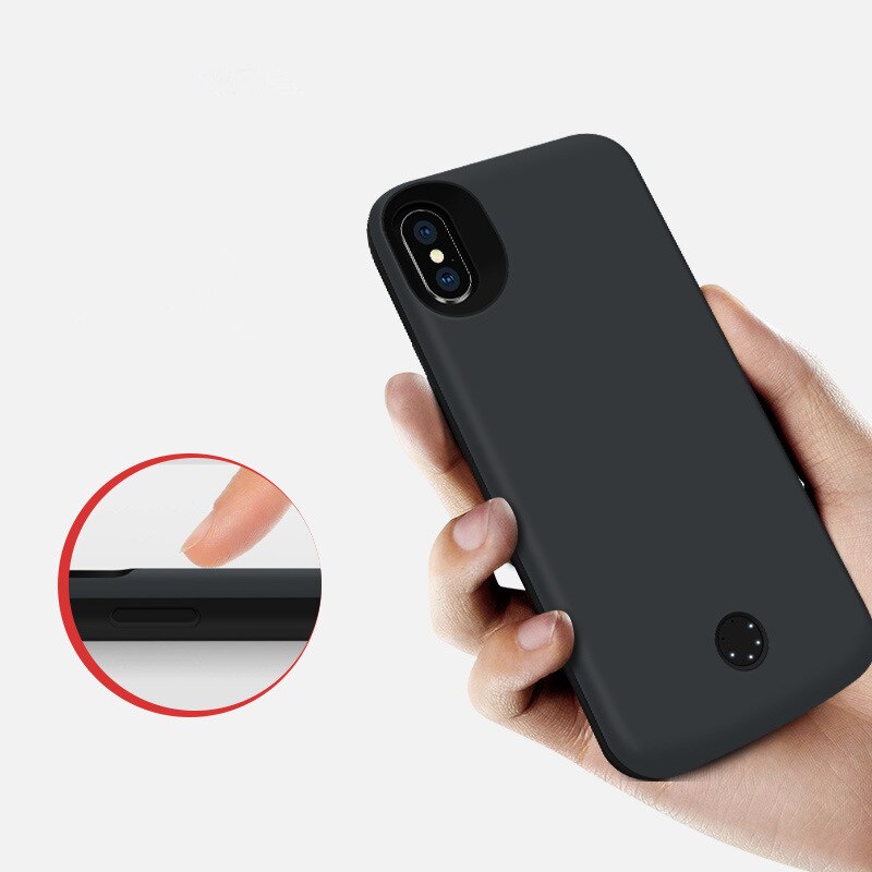 Apple-compatible back clip battery power bank attached to an iPhone mobile phone