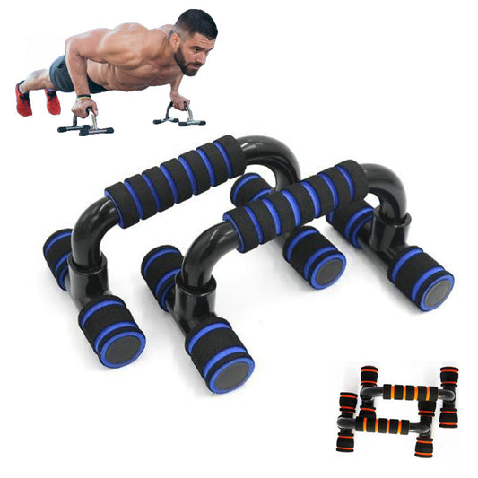 H-shaped ABS push-up stand with sponge hand grips for chest training exercises