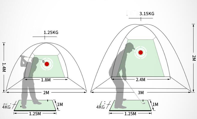 Indoor and outdoor golf practice network with durable netting and frame setup