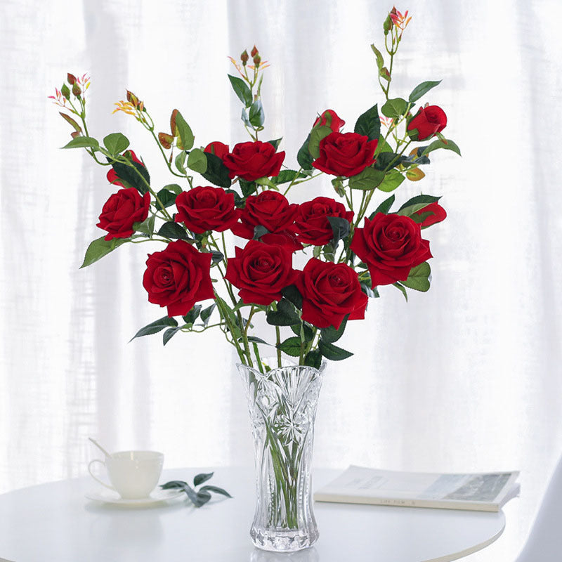 Artificial rose flower by My Store with realistic petals and green leaves