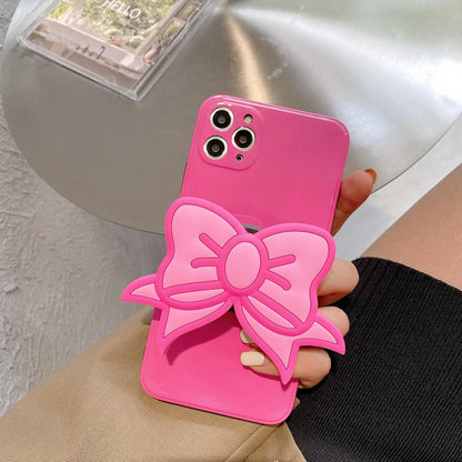 Pink bow personality stand phone case, Korea-inspired design by My Store