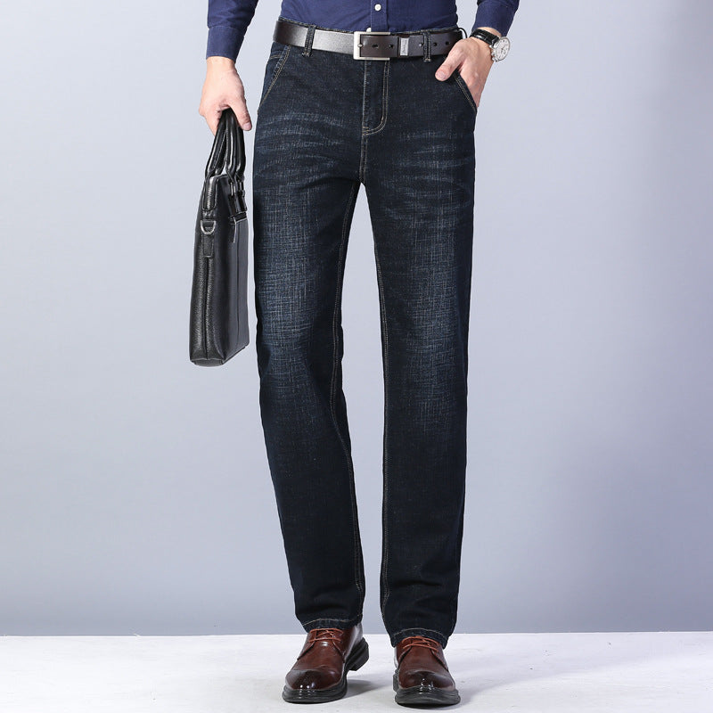 2024 Men's Loose Fit Stretch Denim Pants for Business