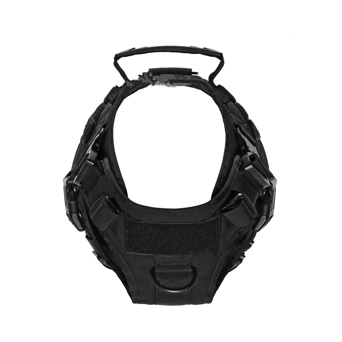 Nylon tactical portable pet vest in strong black material with adjustable straps