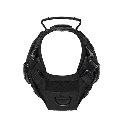 Nylon tactical portable pet vest in strong black material with adjustable straps