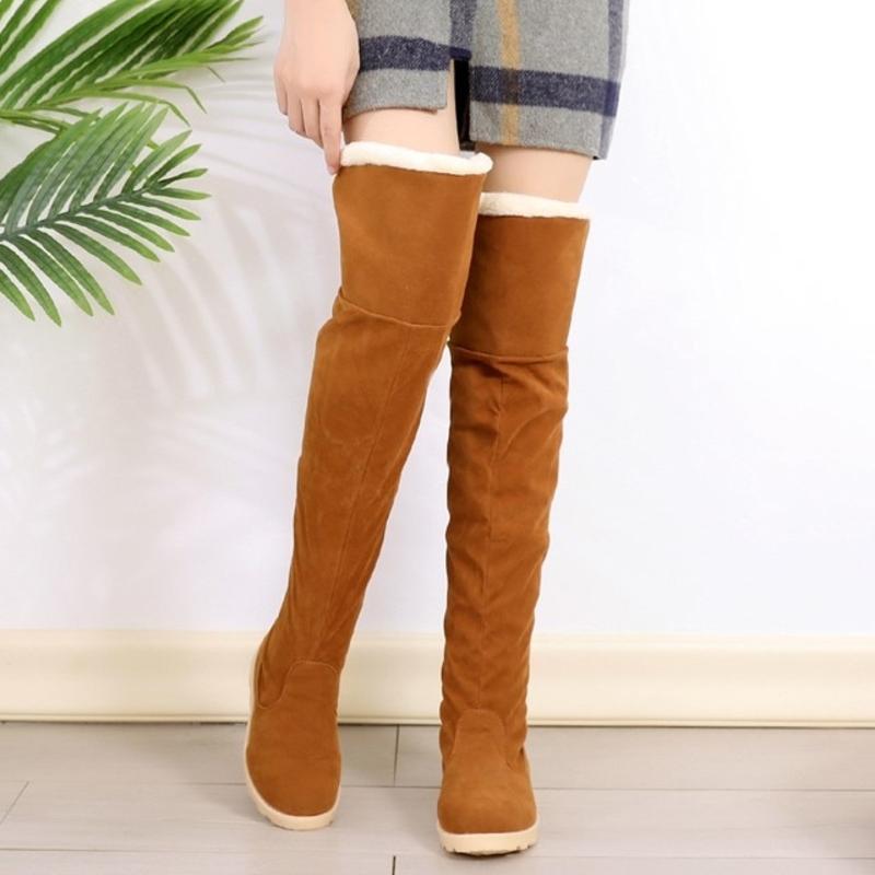 New style over-knee warm fur snow boots for women, side view
