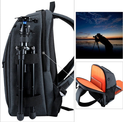 Waterproof camera backpack with padded compartments and adjustable straps for camera gear