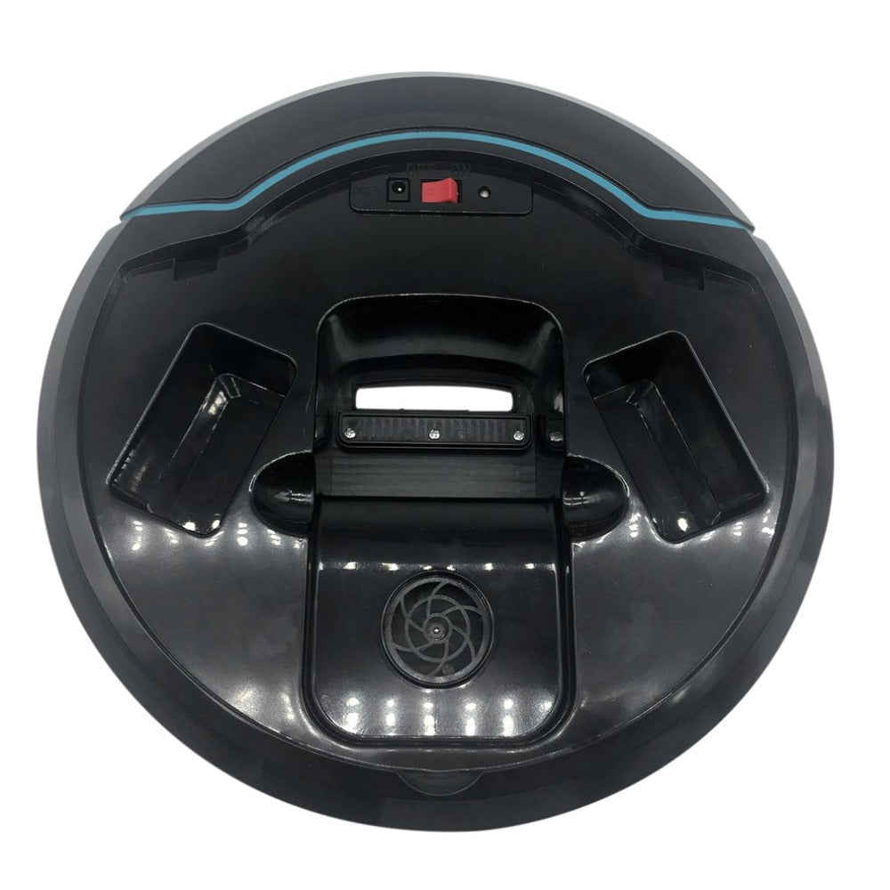 Smart robot vacuum cleaner in a sleek circular design with sensors for automated floor cleaning
