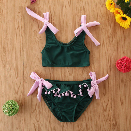 Summer girl's color-matching swimsuit by My Store displayed on a white background