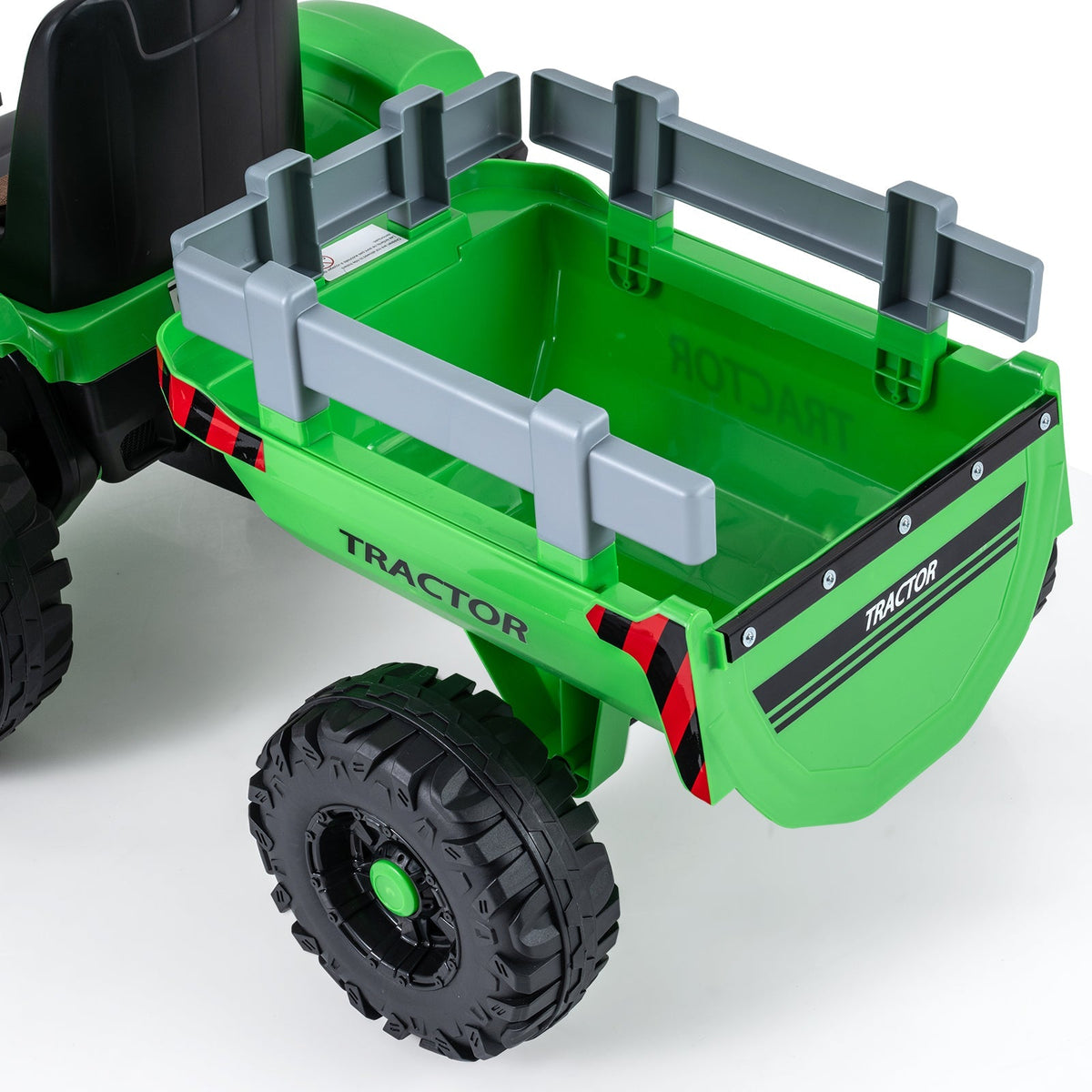 Kids ride-on tractor by GBruno Store with 24V battery, detachable trailer, and remote control for safe outdoor play.
