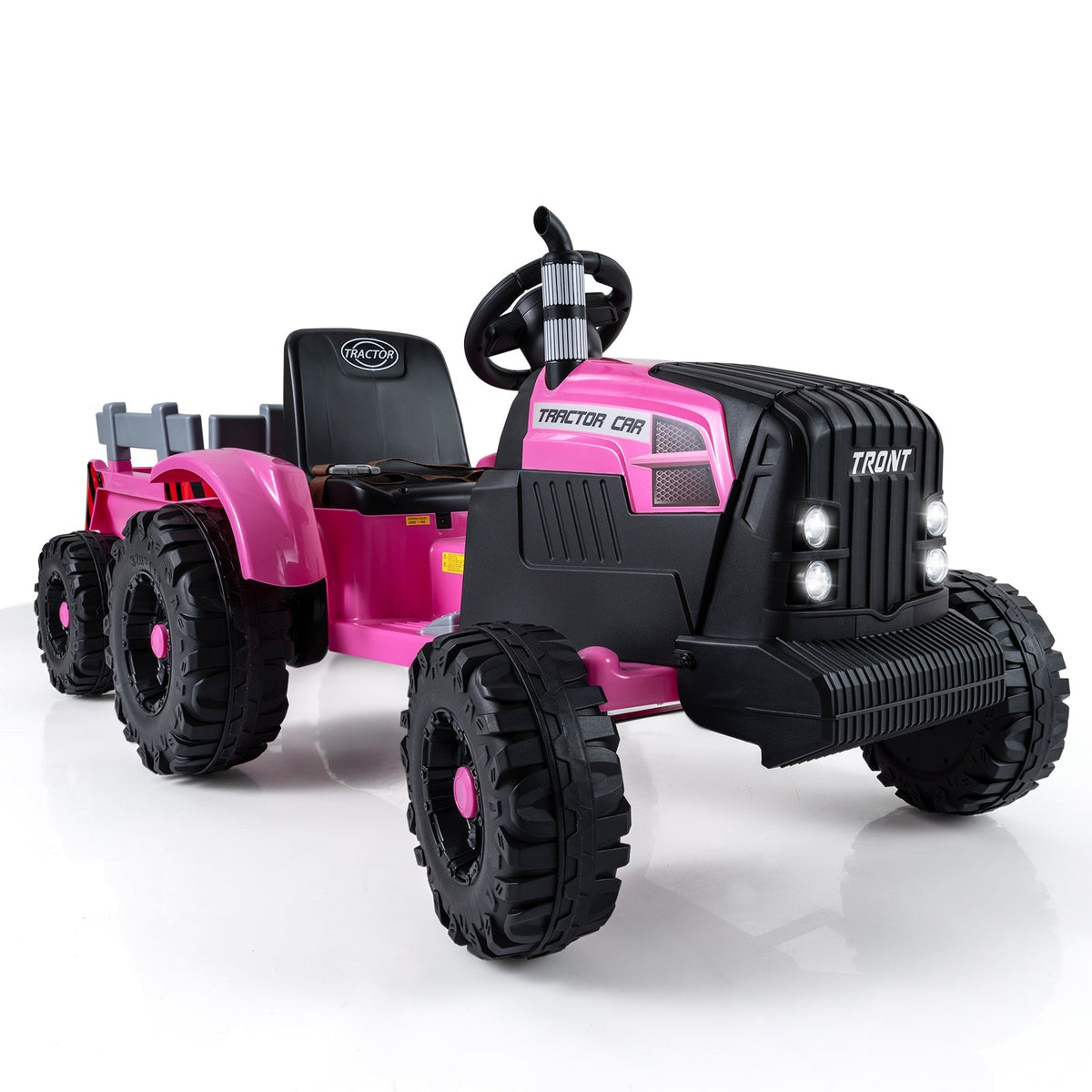 Kids' 24V electric ride-on tractor by GBruno Store with detachable trailer and remote control for outdoor play.
