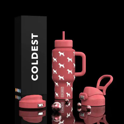 Coldest Limitless Ultra V8 24oz water bottle with baby puppy graphic, durable stainless steel design.
