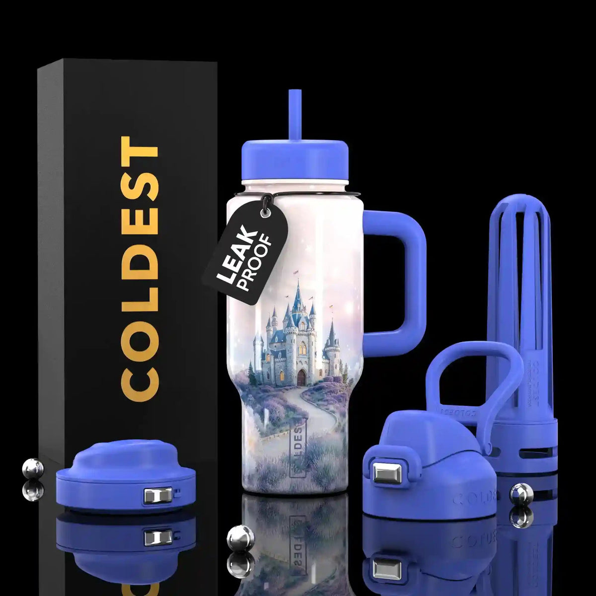 Coldest Limitless Ultra V8 24oz insulated tumbler with cold-keeping design and colorful logo on a white background.