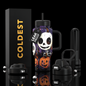 Coldest 24oz Limitless Ultra v8 energy drink can with a bold Halloween-themed pumpkin head design, featuring black and orange colors.