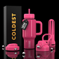 Coldest Limitless Ultra v8 24oz glossy pink tumbler with a sleek design and lid, ideal for drinks on the go.