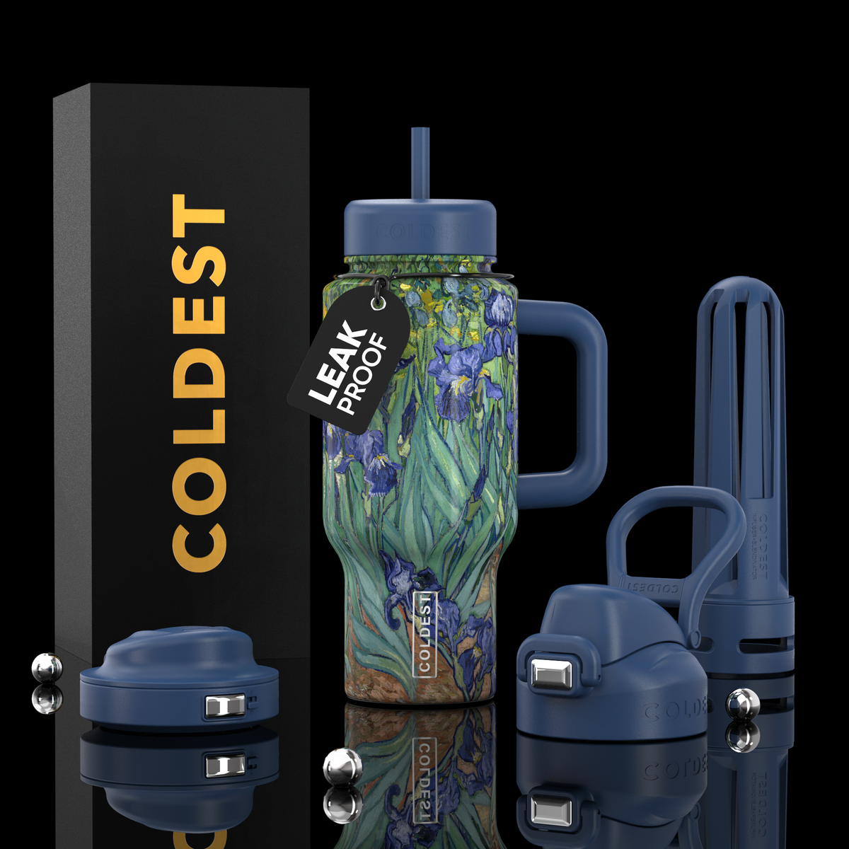 Coldest Limitless Ultra v8 24oz insulated tumbler with iridescent finish and leak-proof lid, designed for hot and cold beverages