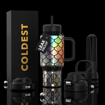 Coldest Limitless Ultra v8 24oz drink tumbler with Moonlight Mermaid design, stainless steel body and leak-proof lid.