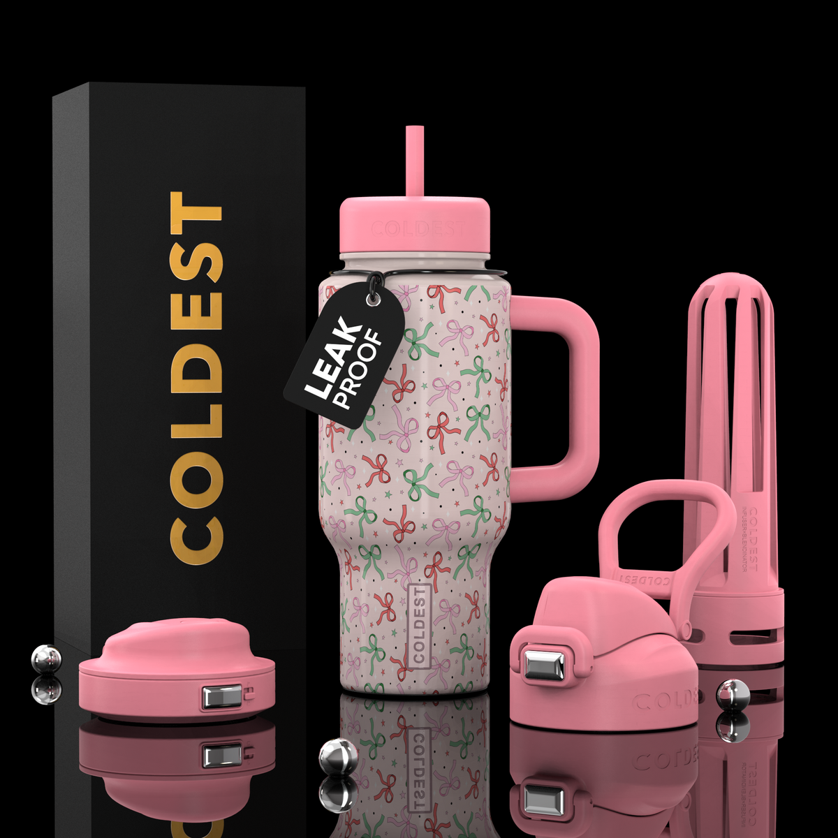 Coldest 24oz Limitless Ultra v8 pink insulated tumbler with lid, designed for hot and cold beverages.