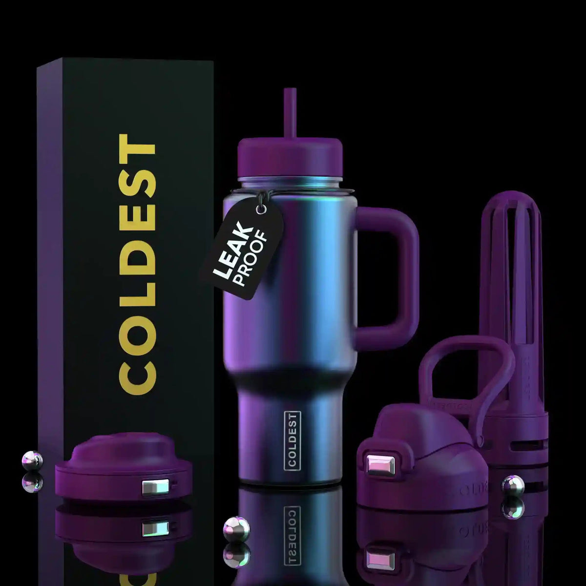 Coldest 24oz Limitless Ultra v8 rocket ship-shaped tumbler with black lid and clear body, designed for hot and cold beverages.