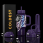 Coldest Limitless Ultra v8 24oz tumbler with Secret Garden design, featuring a sleek black finish and colorful floral pattern.
