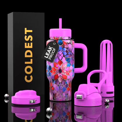 Coldest Limitless Ultra v8 24oz stainless steel water bottle with a Marrakech-inspired design on a white background.