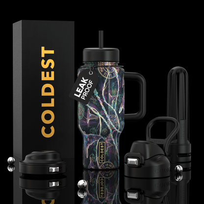 Coldest Limitless Ultra v8 24oz water bottle with a blue and black wizard sky design, made for hydration and durability.
