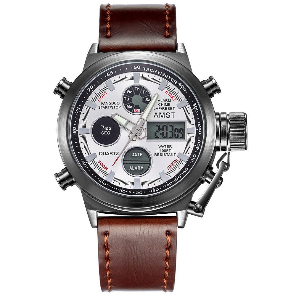Retro minimalist business casual electronic sports watch for men in stylish design
