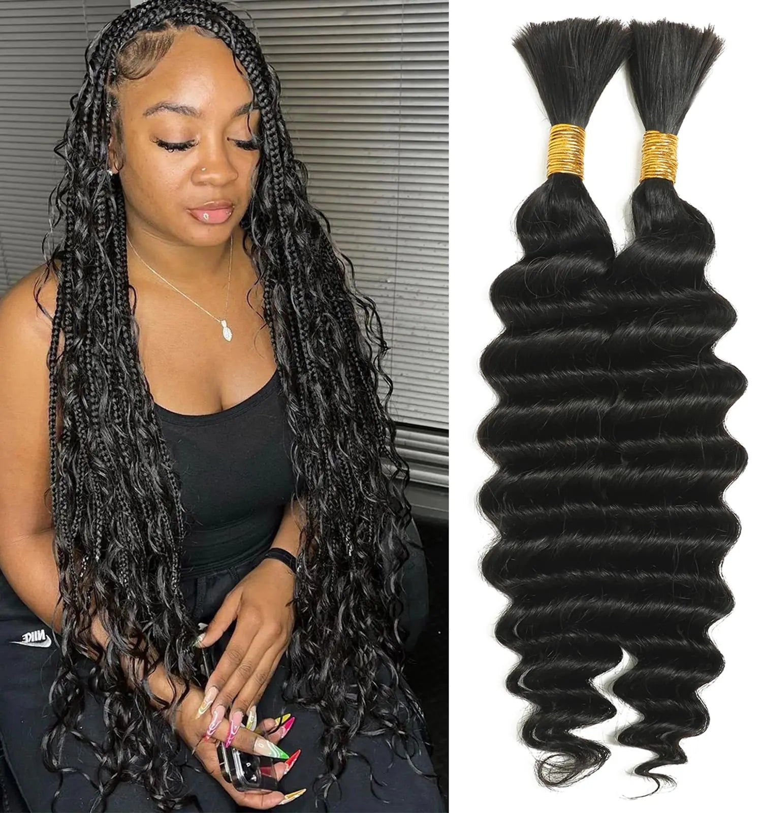 24Inch Human Braiding Hair For Boho Braids No Weft Deep Wave Bulk Human Hair for Braiding 100g 2 Bundles Human Hair Braiding Hair Wet and Wavy Brazilian Virgin Curly Human Hair Extensions - BACKUPMYFILESNOW