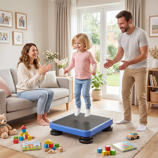 Kids rebounder trampoline with 24x20-inch bounce surface, elastic ropes and safety frame, suitable for children’s active play.