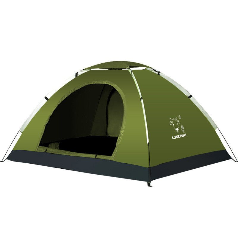 Single-layer camping tent for outdoor and beach use, lightweight portable shelter viewed from the side