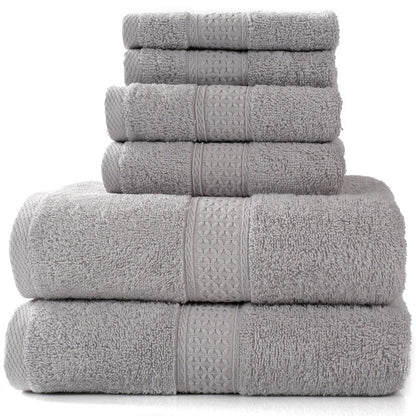 Cotton absorbent towel set, 3 or 6 pieces, soft woven fabric in assorted colors