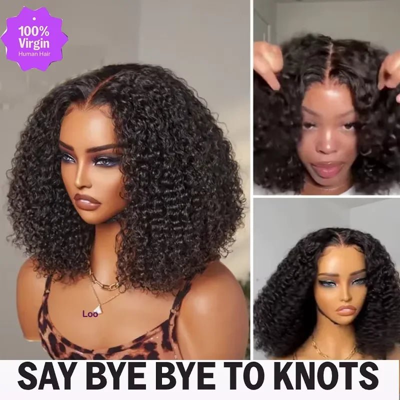 250Density Glueless Short Bob Wig 10 Inch Deep Wave Lace Front Bob Wigs Human Hair 5x5 Glueless Bob Wig Human Hair Ready To Wear.