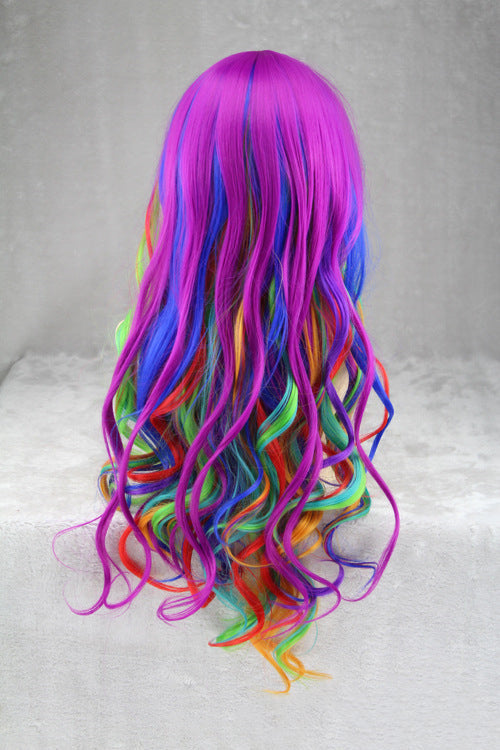 Colorful rainbow gradient hairstyle with vibrant multicolor hair strands