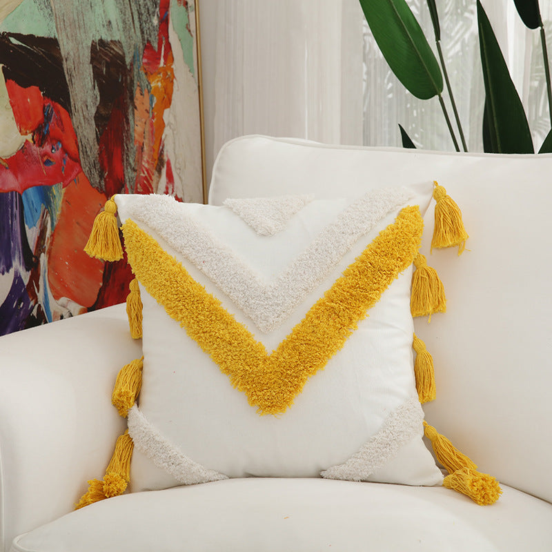 Embroidered cotton home pillow by My Store