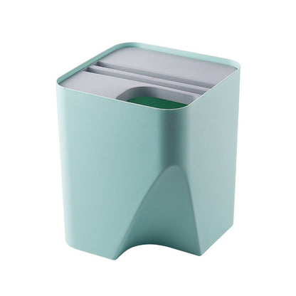 Stacked kitchen trash can recycle bin with dry and wet waste separation for bathroom use