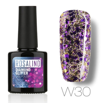 Nail Diamond nail gel, clear bottle with sparkling glitter finish