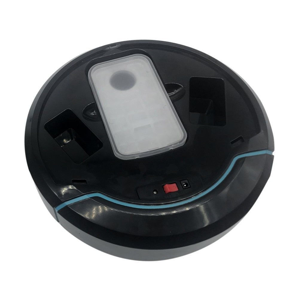 Smart robot vacuum cleaner by My Store, round black robotic vacuum with charging dock