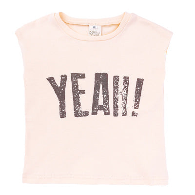 Children's sleeveless t-shirt in a simple design, displayed flat on a white background