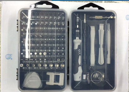 112-in-1 screwdriver set with assorted interchangeable bits and precision handles
